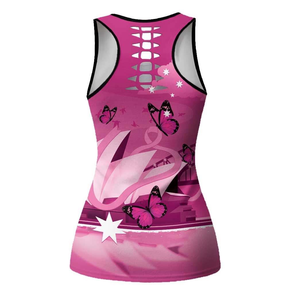 Australia Breast Cancer Awareness Hollow Tank Top Sydney Opera House Butterfly Pink Ribbon - Aussie Hoodie
