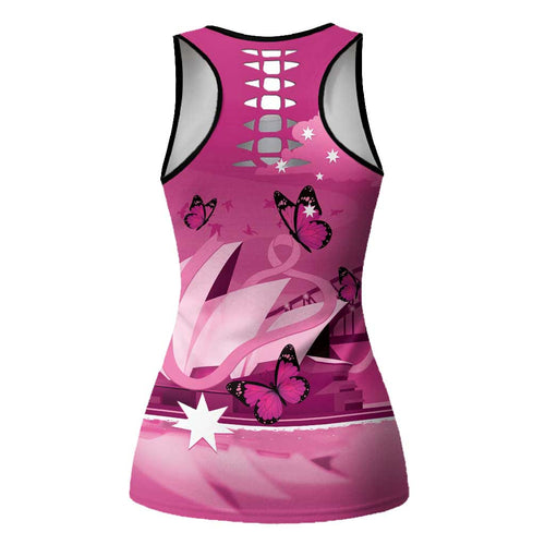 Australia Breast Cancer Awareness Hollow Tank Top Sydney Opera House Butterfly Pink Ribbon - Aussie Hoodie