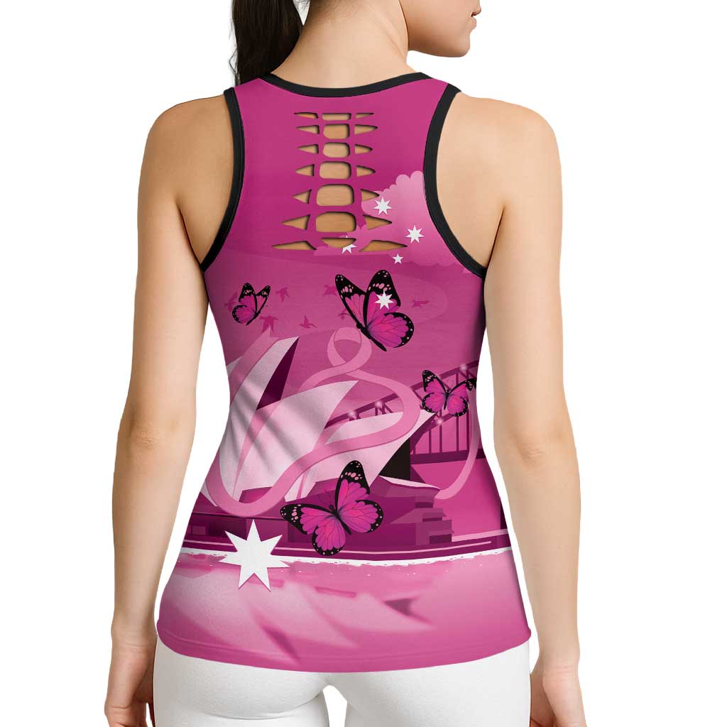 Australia Breast Cancer Awareness Hollow Tank Top Sydney Opera House Butterfly Pink Ribbon - Aussie Hoodie