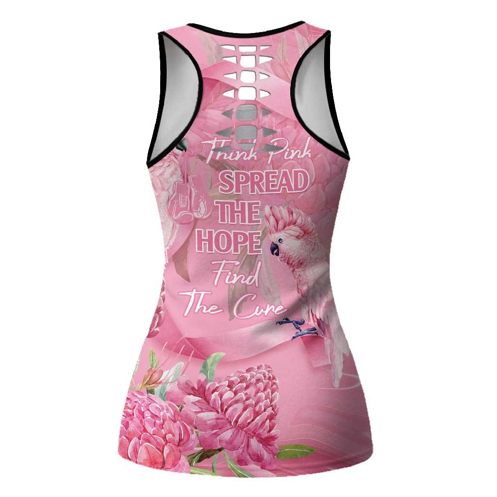 Australia Breast Cancer Awareness Hollow Tank Top Think Pink Cockatoos Ribbon - Aussie Hoodie