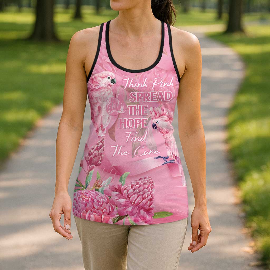 Australia Breast Cancer Awareness Hollow Tank Top Think Pink Cockatoos Ribbon - Aussie Hoodie