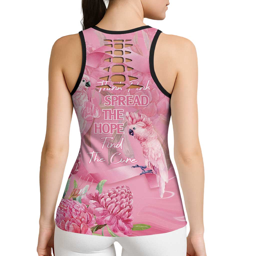 Australia Breast Cancer Awareness Hollow Tank Top Think Pink Cockatoos Ribbon - Aussie Hoodie