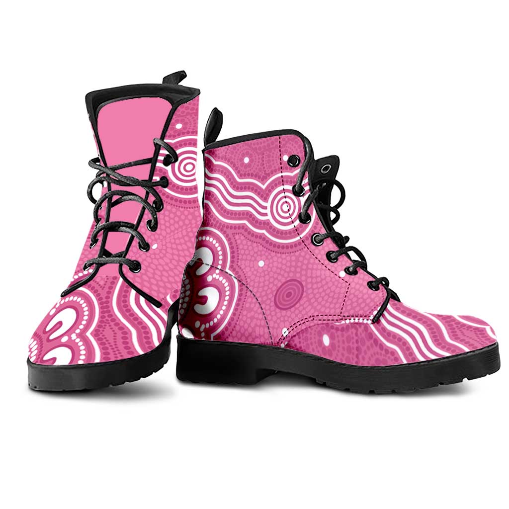 Australia Breast Cancer Awareness Leather Boots Pink Cockatoo Ribbon Aboriginal Art - Aussie Hoodie