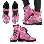Australia Breast Cancer Awareness Leather Boots Pink Cockatoo Ribbon Aboriginal Art - Aussie Hoodie