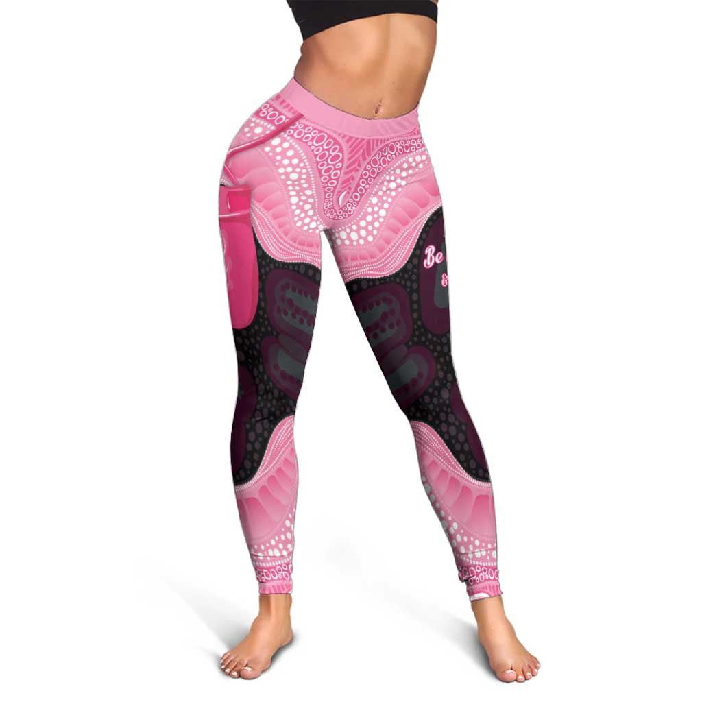 Australia Breast Cancer Awareness Leggings Pink Cockatoo Fight Boxing Gloves Aboriginal Art
