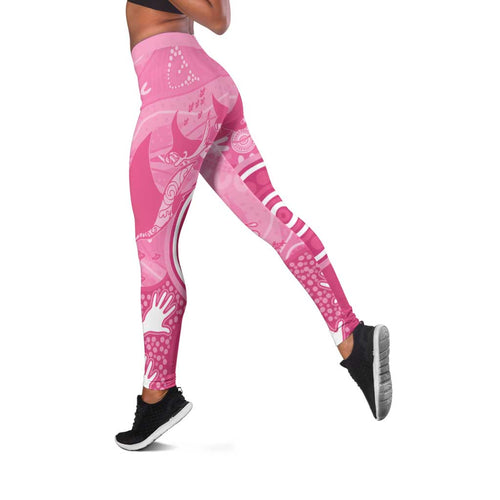 Australia Breast Cancer Awareness Leggings Pink Ribbon Manta Ray Aboriginal Art - Aussie Hoodie
