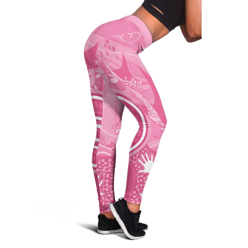 Australia Breast Cancer Awareness Leggings Pink Ribbon Manta Ray Aboriginal Art - Aussie Hoodie