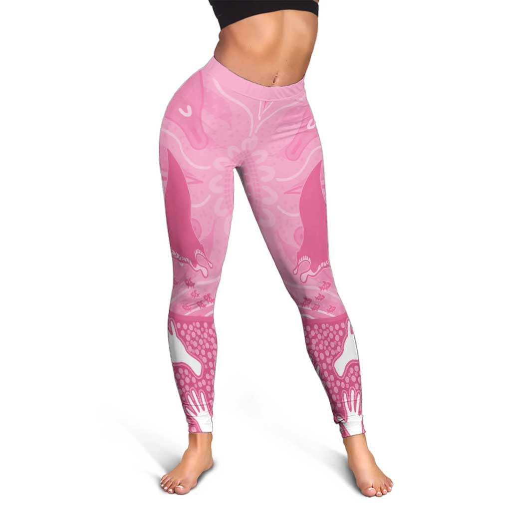 Australia Breast Cancer Awareness Leggings Pink Ribbon Manta Ray Aboriginal Art - Aussie Hoodie