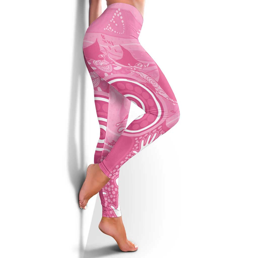 Australia Breast Cancer Awareness Leggings Pink Ribbon Manta Ray Aboriginal Art - Aussie Hoodie