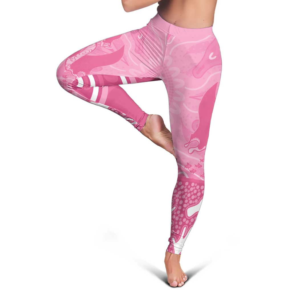 Australia Breast Cancer Awareness Leggings Pink Ribbon Manta Ray Aboriginal Art - Aussie Hoodie