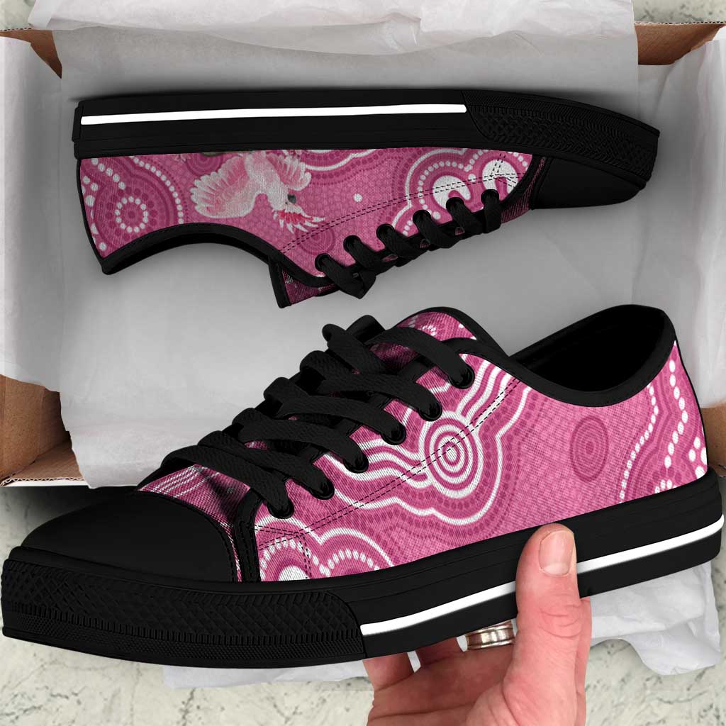 Australia Breast Cancer Awareness Low Top Shoes Pink Cockatoo Ribbon Aboriginal Art - Aussie Hoodie