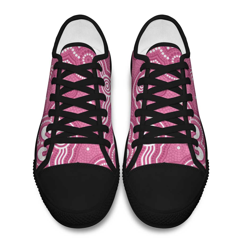 Australia Breast Cancer Awareness Low Top Shoes Pink Cockatoo Ribbon Aboriginal Art - Aussie Hoodie
