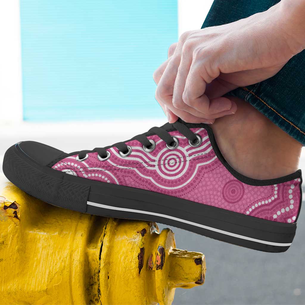 Australia Breast Cancer Awareness Low Top Shoes Pink Cockatoo Ribbon Aboriginal Art - Aussie Hoodie