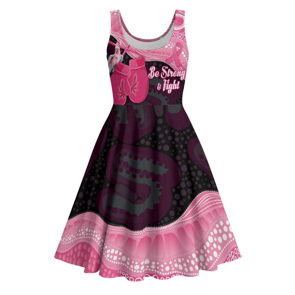 Australia Breast Cancer Awareness Midi Dress Pink Cockatoo Fight Boxing Gloves Aboriginal Art