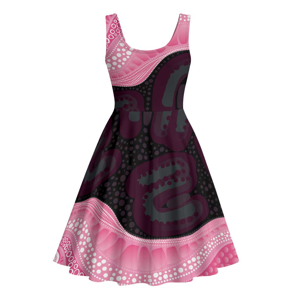 Australia Breast Cancer Awareness Midi Dress Pink Cockatoo Fight Boxing Gloves Aboriginal Art