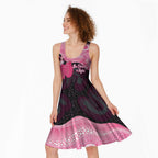 Australia Breast Cancer Awareness Midi Dress Pink Cockatoo Fight Boxing Gloves Aboriginal Art