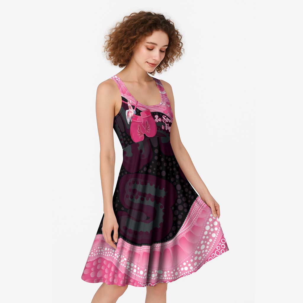 Australia Breast Cancer Awareness Midi Dress Pink Cockatoo Fight Boxing Gloves Aboriginal Art