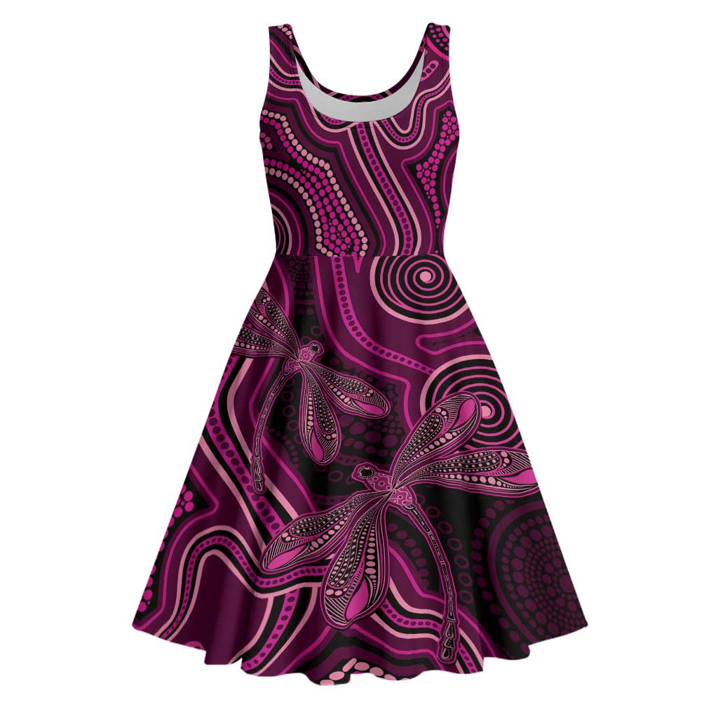 Australia Breast Cancer Awareness Midi Dress Pink Dragonflies Aboriginal Art - Aussie Hoodie
