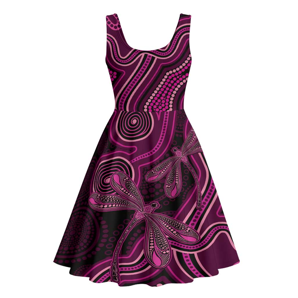 Australia Breast Cancer Awareness Midi Dress Pink Dragonflies Aboriginal Art - Aussie Hoodie