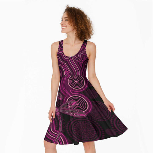 Australia Breast Cancer Awareness Midi Dress Pink Dragonflies Aboriginal Art - Aussie Hoodie