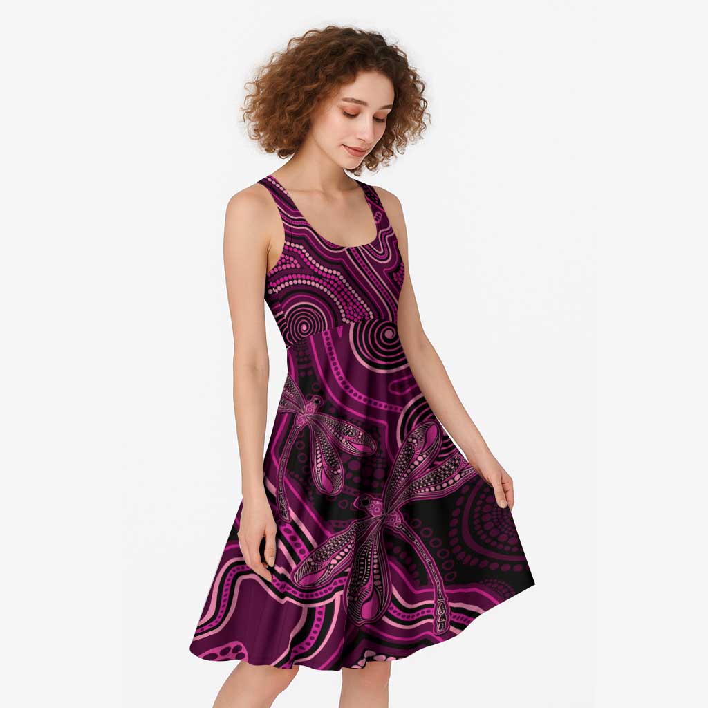 Australia Breast Cancer Awareness Midi Dress Pink Dragonflies Aboriginal Art - Aussie Hoodie
