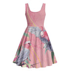 Australia Breast Cancer Awareness Midi Dress Pink Galah with Eucalyptus Flowers - Aussie Hoodie