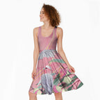 Australia Breast Cancer Awareness Midi Dress Pink Galah with Eucalyptus Flowers - Aussie Hoodie