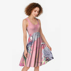 Australia Breast Cancer Awareness Midi Dress Pink Galah with Eucalyptus Flowers - Aussie Hoodie