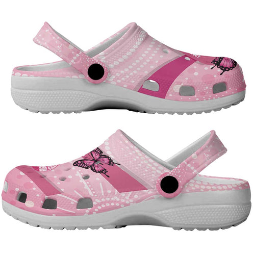 Australia Breast Cancer Awareness Month Clogs Shoes Pink Ribbon Mix Butterflies - Aussie Hoodie