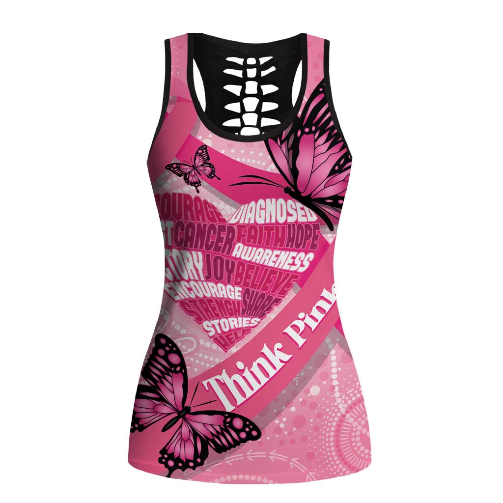 Australia Breast Cancer Awareness Month Hollow Tank Top Pink Ribbon Mix Butterflies - Aussie Hoodie