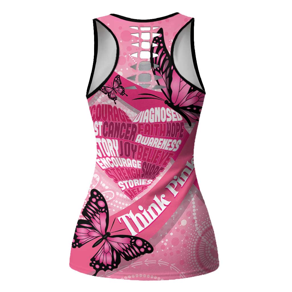 Australia Breast Cancer Awareness Month Hollow Tank Top Pink Ribbon Mix Butterflies - Aussie Hoodie