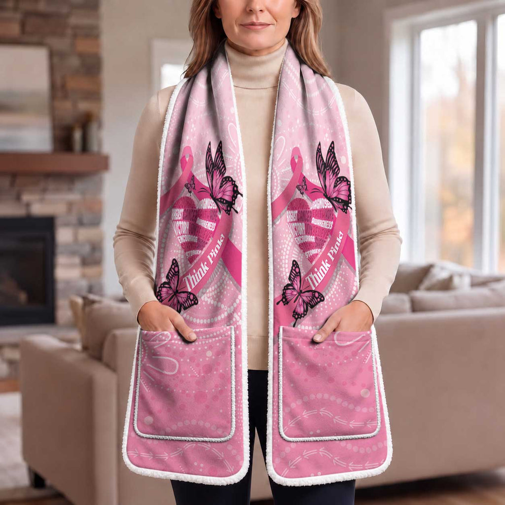 Australia Breast Cancer Awareness Month Pocket Scarf Pink Ribbon Mix Butterflies