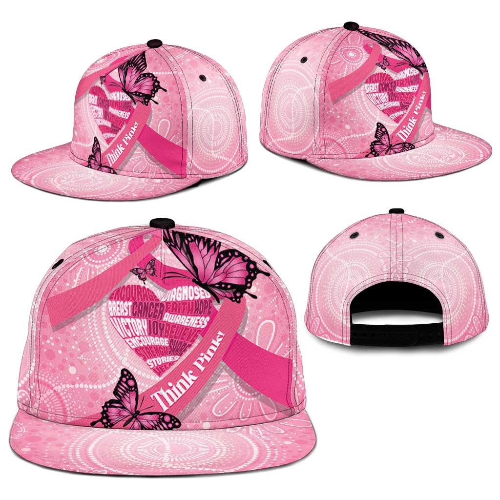 Australia Breast Cancer Awareness Month Snapback Cap Pink Ribbon Mix Butterflies - Aussie Hoodie