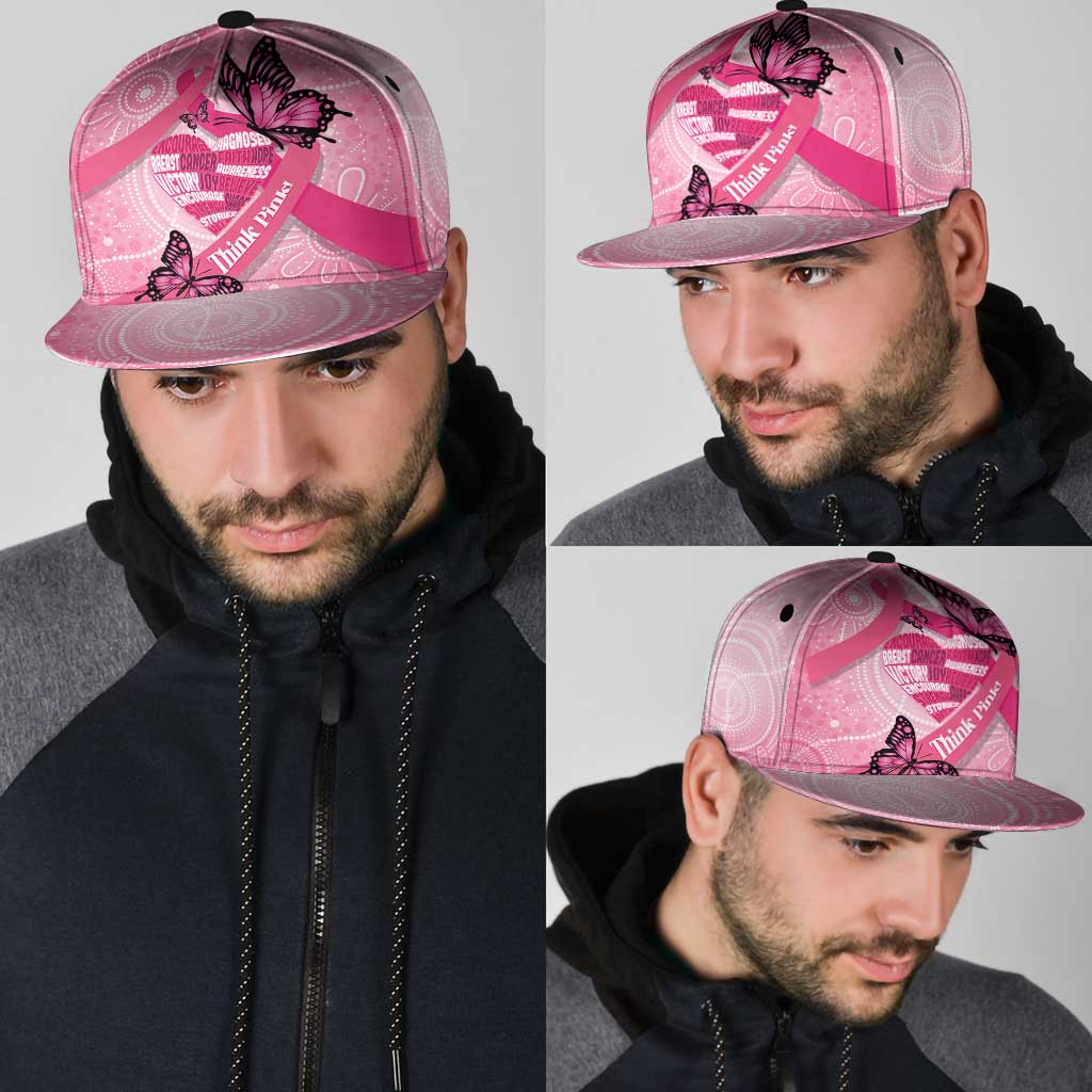 Australia Breast Cancer Awareness Month Snapback Cap Pink Ribbon Mix Butterflies - Aussie Hoodie
