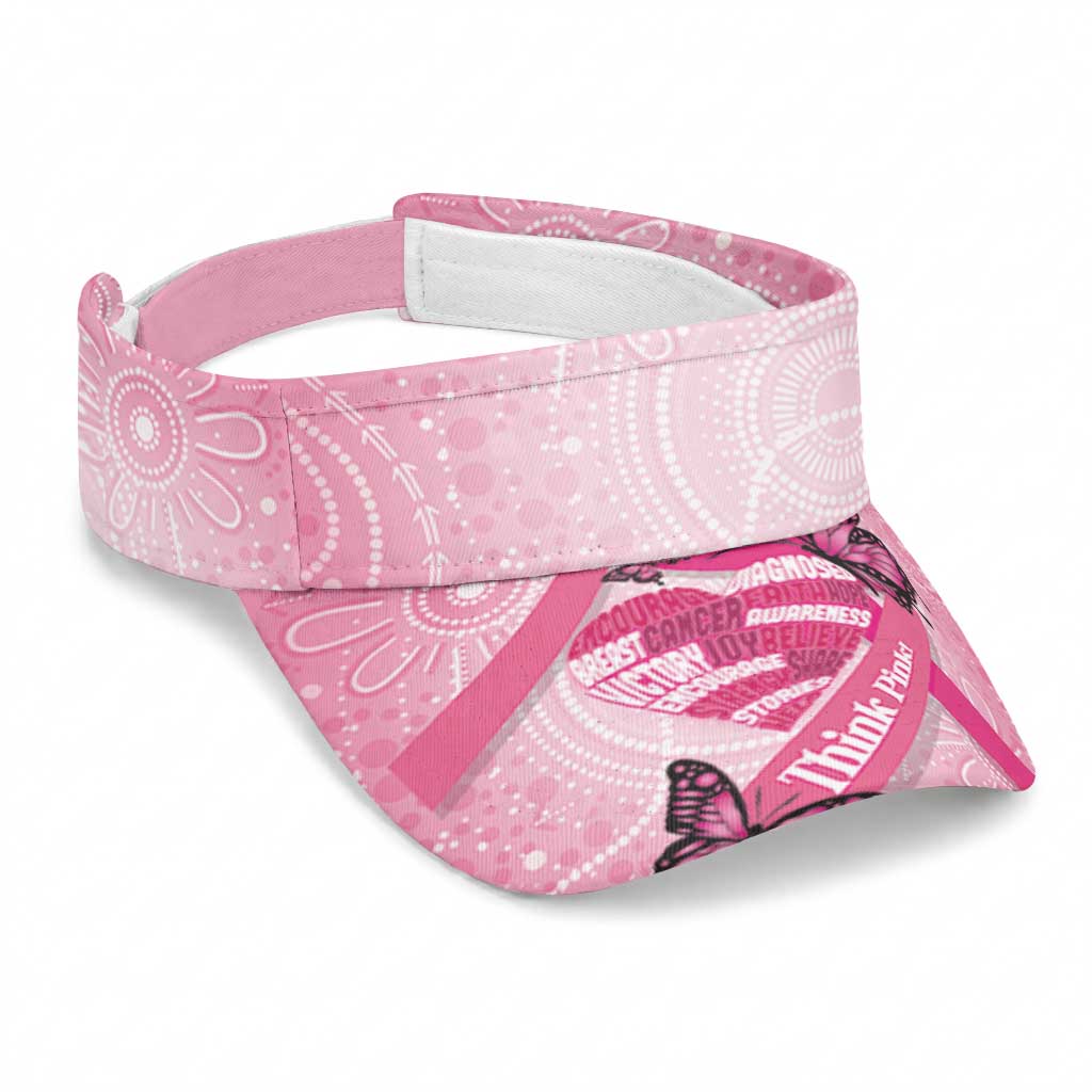 Australia Breast Cancer Awareness Month Sun Visor Cap Pink Ribbon Mix Butterflies