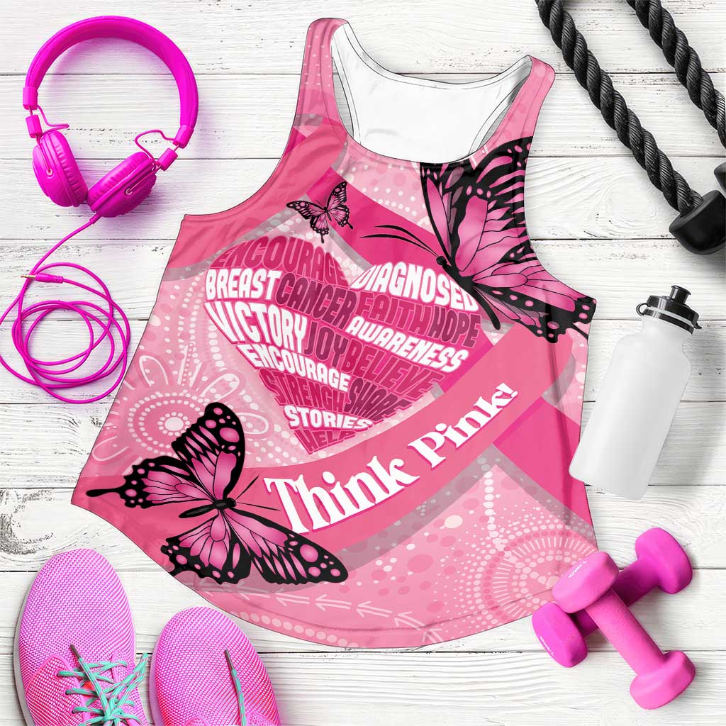 Australia Breast Cancer Awareness Month Women Racerback Tank Pink Ribbon Mix Butterflies - Aussie Hoodie