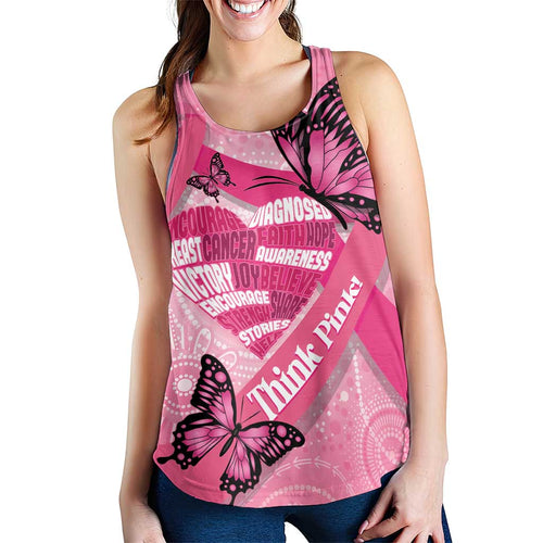 Australia Breast Cancer Awareness Month Women Racerback Tank Pink Ribbon Mix Butterflies - Aussie Hoodie