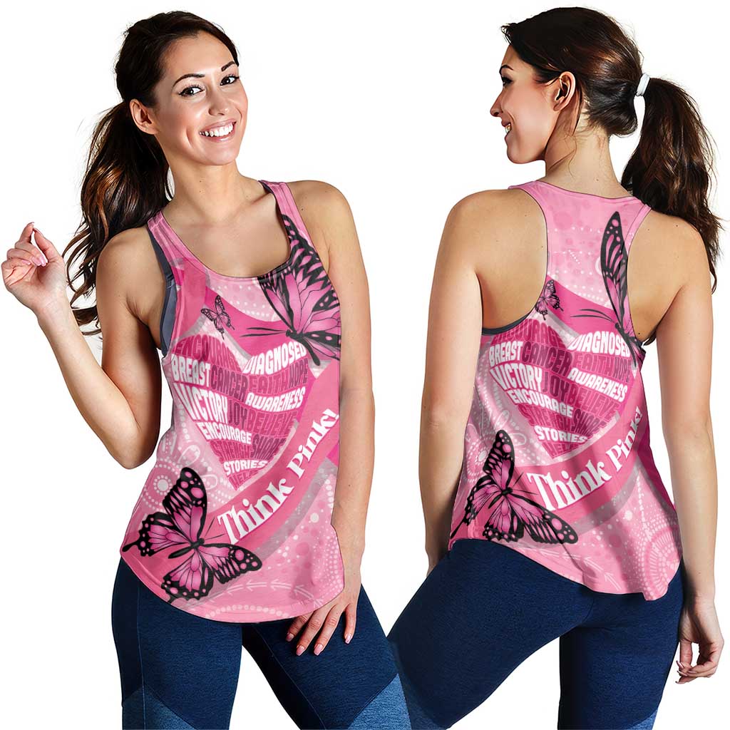 Australia Breast Cancer Awareness Month Women Racerback Tank Pink Ribbon Mix Butterflies - Aussie Hoodie