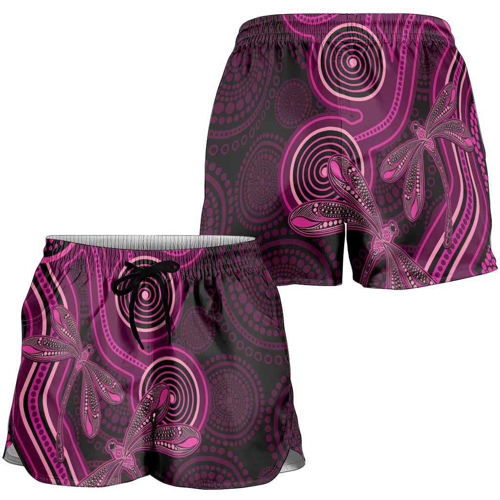 Australia Breast Cancer Awareness Shorts for Women Pink Dragonflies Aboriginal Art - Aussie Hoodie