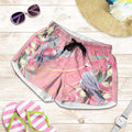 Australia Breast Cancer Awareness Shorts for Women Pink Galah with Eucalyptus Flowers - Aussie Hoodie