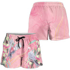Australia Breast Cancer Awareness Shorts for Women Pink Galah with Eucalyptus Flowers - Aussie Hoodie