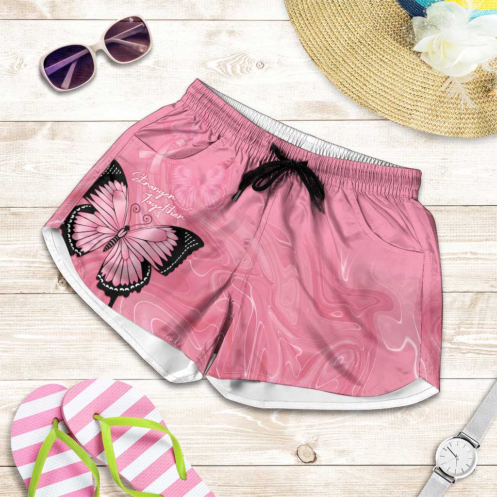 Australia Breast Cancer Awareness Shorts for Women Pink Ribbon Butterfly Opal Pattern - Aussie Hoodie