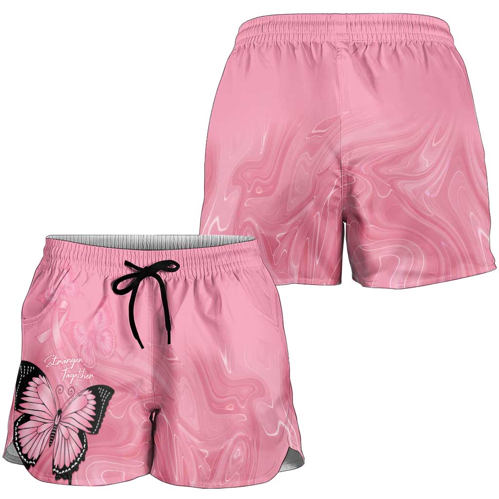 Australia Breast Cancer Awareness Shorts for Women Pink Ribbon Butterfly Opal Pattern - Aussie Hoodie