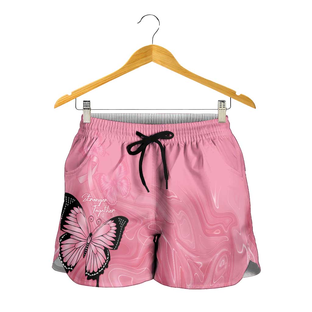 Australia Breast Cancer Awareness Shorts for Women Pink Ribbon Butterfly Opal Pattern - Aussie Hoodie