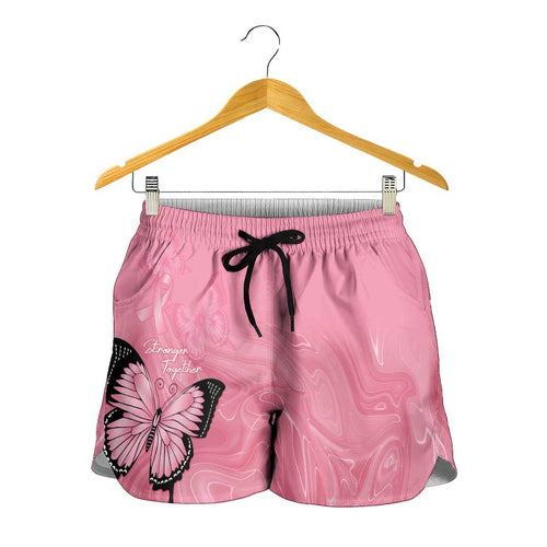 Australia Breast Cancer Awareness Shorts for Women Pink Ribbon Butterfly Opal Pattern - Aussie Hoodie