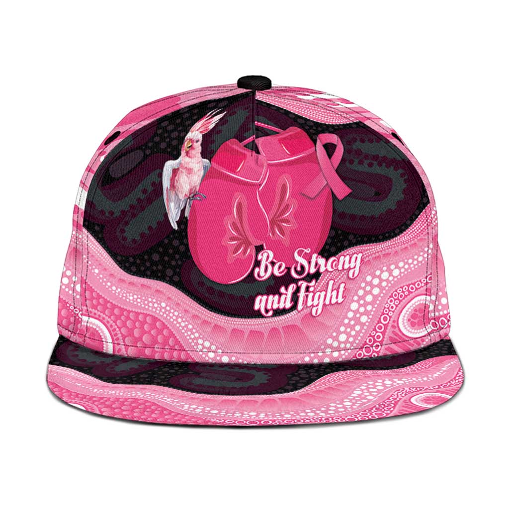 Australia Breast Cancer Awareness Snapback Cap Pink Cockatoo Fight Boxing Gloves Aboriginal Art