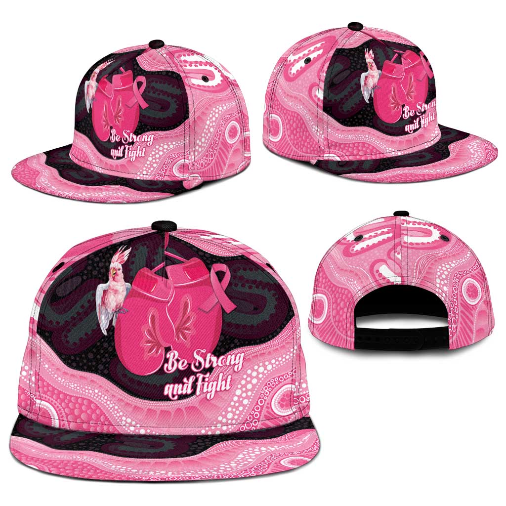 Australia Breast Cancer Awareness Snapback Cap Pink Cockatoo Fight Boxing Gloves Aboriginal Art