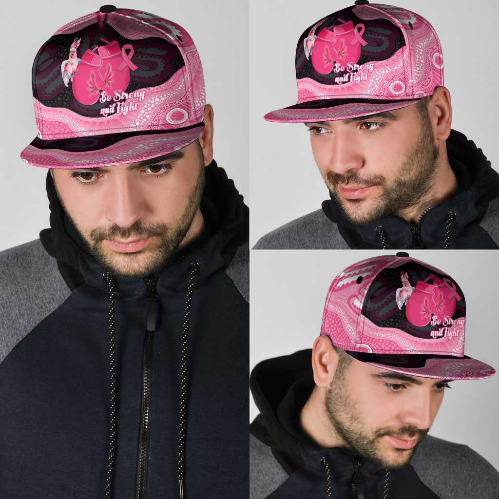 Australia Breast Cancer Awareness Snapback Cap Pink Cockatoo Fight Boxing Gloves Aboriginal Art