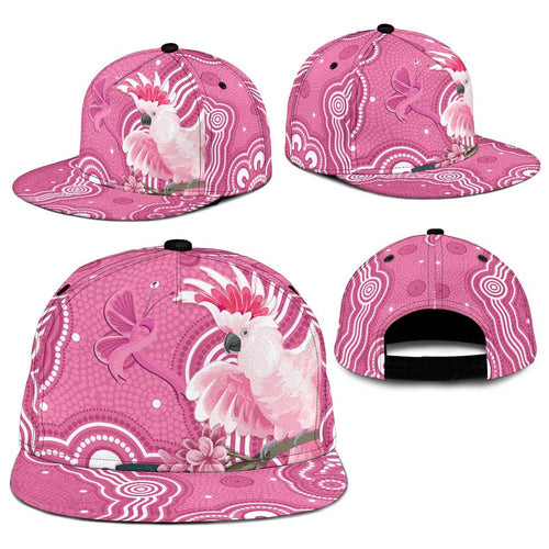 Australia Breast Cancer Awareness Snapback Cap Pink Cockatoo Ribbon Aboriginal Art - Aussie Hoodie