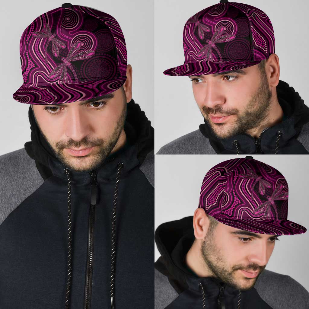 Australia Breast Cancer Awareness Snapback Cap Pink Dragonflies Aboriginal Art - Aussie Hoodie